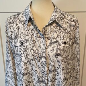 NWOT Karl Lagerfeld Print Blouse Long-Sleeve